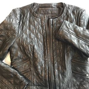 Zara Basic Cropped Black Leather Jacket